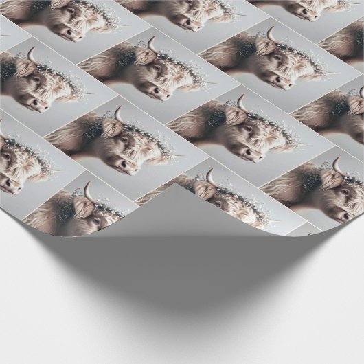 Boho Highland Koe Baby's Breath Kroon Cadeaupapier (Hoek)