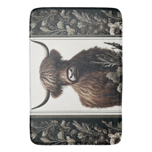 Boho Highland Koe Badmat (Voorkant Verticaal)