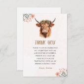 Boho Highland Koe Bedankkaart (Voorkant / Achterkant)