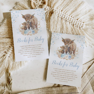 Boho Highland Koe Blue Pampas Boeken voor Baby Boy Informatiekaartje