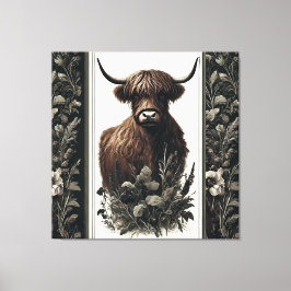 Boho Highland Koe Canvas Afdruk