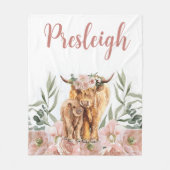 Boho Highland Koe Deken Meisje Highland Koe Blanke (Voorkant)