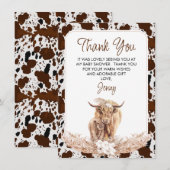 Boho Highland Koe Kalf Baby shower Dank u kaart (Voorkant / Achterkant)