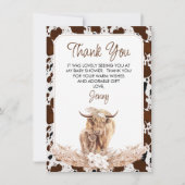 Boho Highland Koe Kalf Baby shower Dank u kaart (Voorkant)