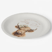 Boho Highland Koe Kids Verjaardagsfeest Papieren Bordje (Gekanteld)