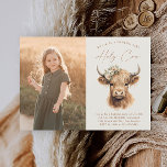 Boho Highland Koe Kinder foto Verjaardagsfeest Kaart<br><div class="desc">Boho Highland Koe Kinder foto Verjaardagsfeestuitnodiging. Klik op de knop Bewerken/personaliseren om dit ontwerp aan te passen.P</div>