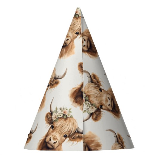 Boho Highland Koe Kinderen Verjaardag Feesthoedjes (Achterkant)