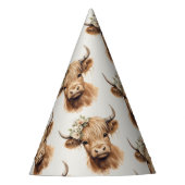 Boho Highland Koe Kinderen Verjaardag Feesthoedjes (Voorkant)
