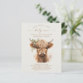 Boho Highland Koe Koppels Baby Douche Uitnodiginge (Staand voorkant)