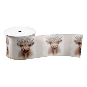 Boho Highland Koe met bloeiende laurier Satijnen Lint (Spoel)