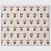 Boho Highland Koe met bloemhoofddeksel Cadeaupapier (Vlak)