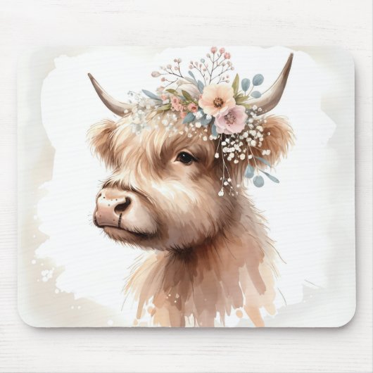 Boho Highland Koe Muismat (Voorkant)