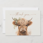 Boho Highland Koe Neutral Couples Baby shower Bedankkaart (Voorkant)
