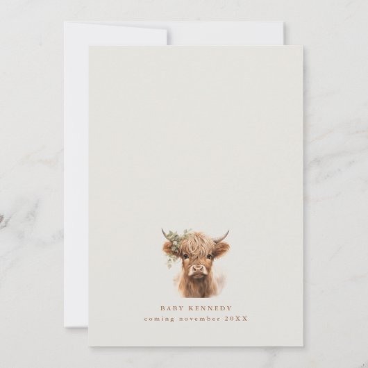 Boho Highland Koe Neutral Couples Baby shower Kaart (Achterkant)