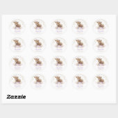 Boho Highland Koe Paarse Rozen Bloemen 1e Verjaard Ronde Sticker (Vel)