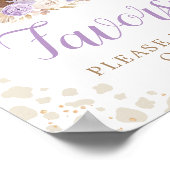 Boho Highland Koe Paarse Verjaardagsgunsten Teken Poster (Hoek)