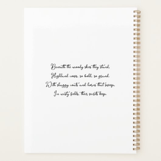 Boho Highland Koe Planner (Achterkant)