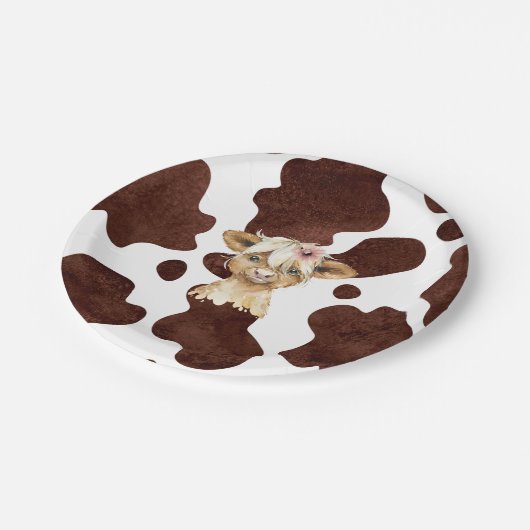 Boho Highland Koe Print Papier Borden Papieren Bordje (Gekanteld)