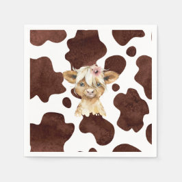 Boho Highland Koe print servetten