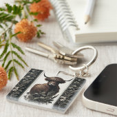 Boho Highland Koe Sleutelhanger (Voorkant Rechts)