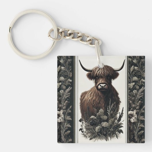 Boho Highland Koe Sleutelhanger (voorkant)