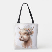 Boho Highland Koe Tote Bag (Achterkant)