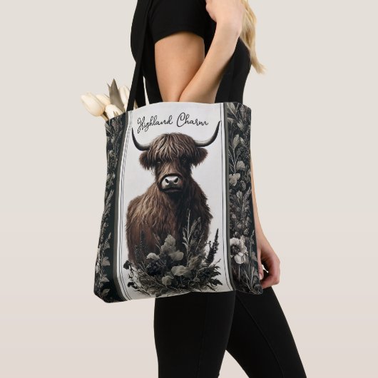 Boho Highland Koe Tote Bag (Dichtbij)