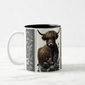 Boho Highland Koe Tweekleurige Koffiemok (Links)