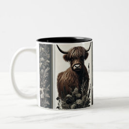 Boho Highland Koe Tweekleurige Koffiemok