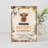 Boho Highland koe uitnodiging (Staand voorkant)