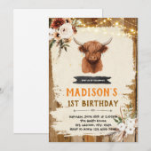 Boho Highland koe uitnodiging (Voorkant / Achterkant)