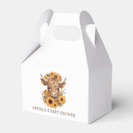 Boho Highland Koe Zonnebloemen Baby shower Dank u Bedankdoosjes