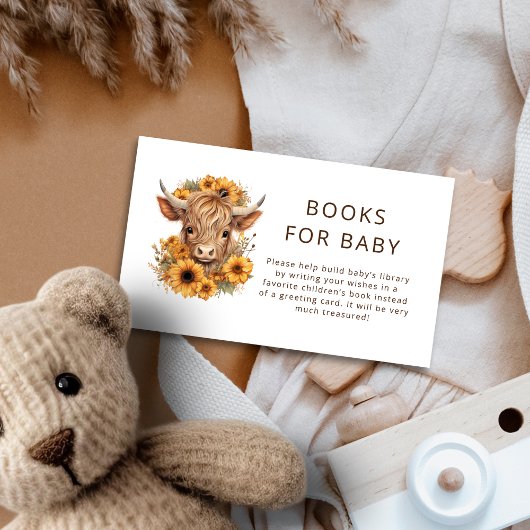 Boho Highland Koe Zonnebloemen Boeken voor Baby Informatiekaartje