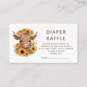 Boho Highland Koe Zonnebloemen Luier Raffle Informatiekaartje (Voorkant)