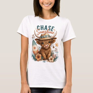 Boho Highland Koe Zonnige Zomer Grafisch T-shirt