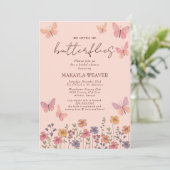 boho hij geeft me vlinders bloemen Vrijgezellenfee Kaart (Staand voorkant)