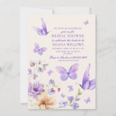 Boho Hij geeft me vlinders Paarse Vrijgezellenfees Kaart (Voorkant)