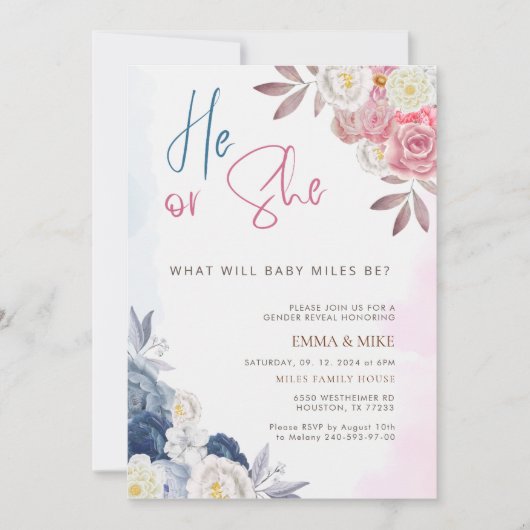 Boho hij of zij Geslacht onthullen Uitnodiging (Voorkant)