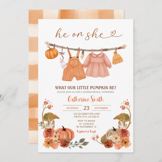 Boho hij of zij pompoen geslacht onthullen Herfst Kaart (Voorkant / Achterkant)