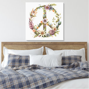 Boho Hippie 60s 70s Vredesteken Canvasprint Canvas Afdruk