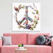Boho Hippie 60s 70s Vredesteken Canvasprint Canvas Afdruk (Insitu (Woonkamer))