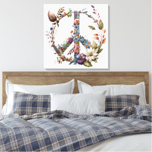 Boho Hippie 60s 70s Vredesteken Canvasprint Canvas Afdruk