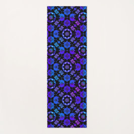 Boho Hippie Blauw Paars Gebloemd Groovy Retro Yogamat
