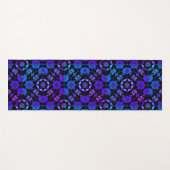 Boho Hippie Blauw Paars Gebloemd Groovy Retro Yogamat (Voorkant (horizontaal))