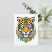 Boho Hippie Bloemig Jaar van de Tijger Kunst Briefkaart (Staand voorkant)