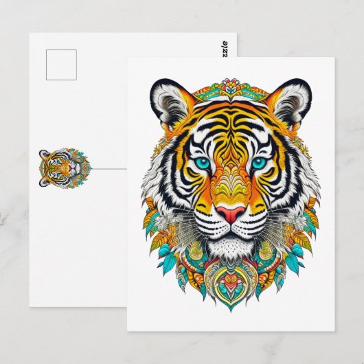 Boho Hippie Bloemig Jaar van de Tijger Kunst Briefkaart (Voorkant / Achterkant)