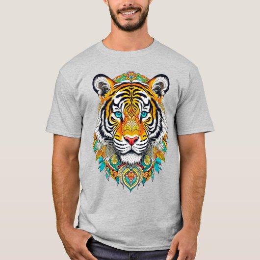Boho Hippie Bloemig Jaar van de Tijger Kunst T-shirt (Voorkant)