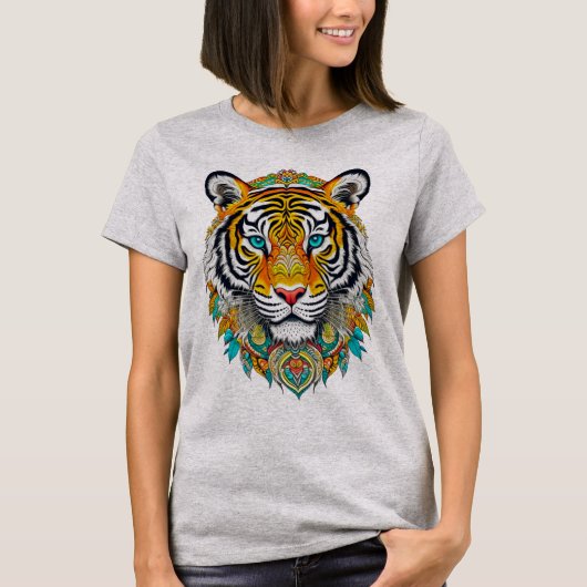 Boho Hippie Bloemig Jaar van de Tijger Kunst T-shirt (Voorkant)