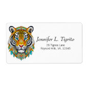 Boho Hippie Chic Floral Year of the Tiger Etiket (Voorkant)