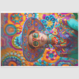 Boho Hippie Chic Groot Pet Levendige Kleur Decoupa Tissuepapier